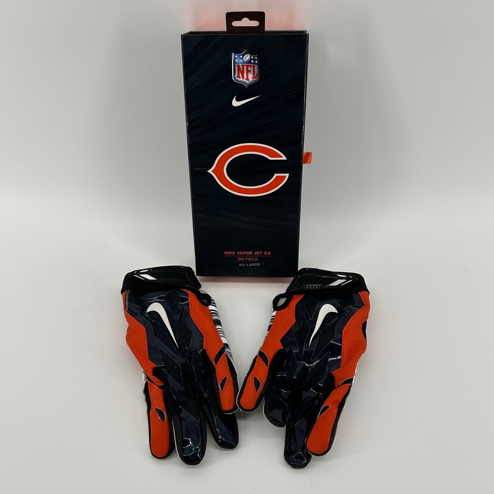 Nike Vapor Jet 3.0 Chicago Bears NFL Football Gloves XXL Navy Orange with Box